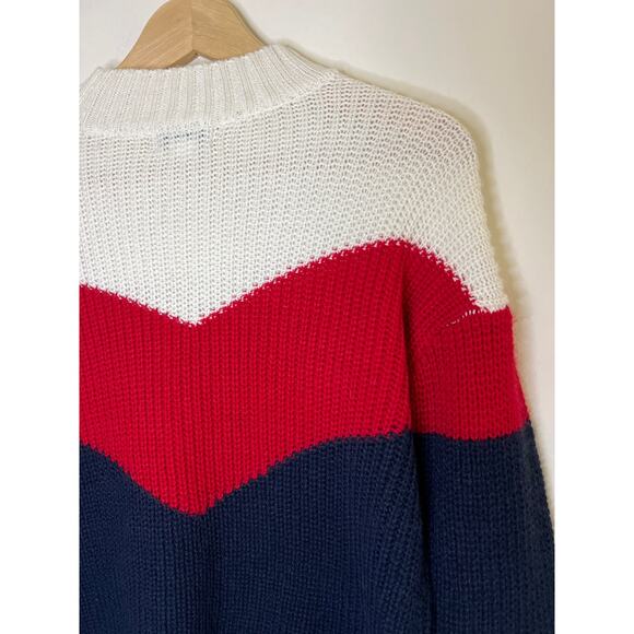 Ten Sixty Sherman Chevron Stripe Colorblock High-Neck Sweater - Picture 12 of 16